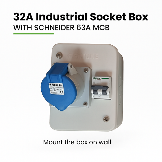 Industrial Socket Box 32A 1-Phase with MCB