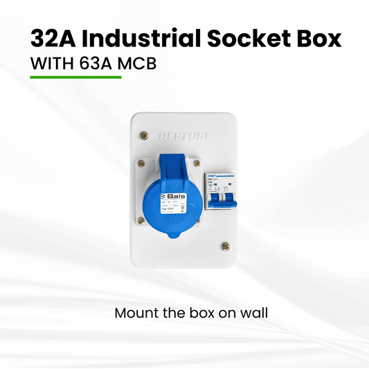 Industrial Socket Box 32A 1-Phase with MCB