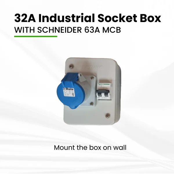 32A Industrial Socket Box with 63A Schneider MCB