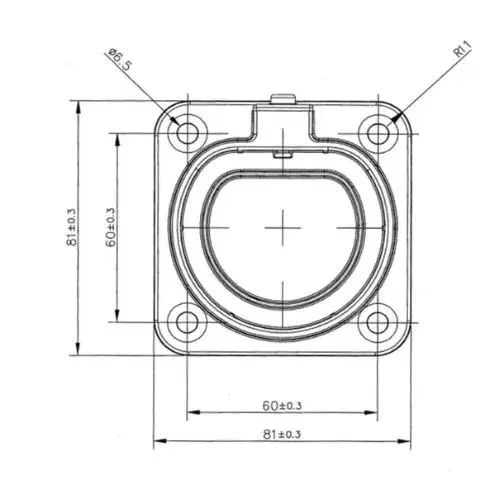 EV socket / EV Charger gun holder dimensional drawing.